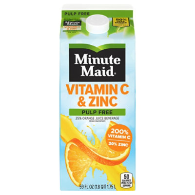 Minute Maid Vitamin C & Zinc Orange Pulp Free Nc Carton - 59 FZ