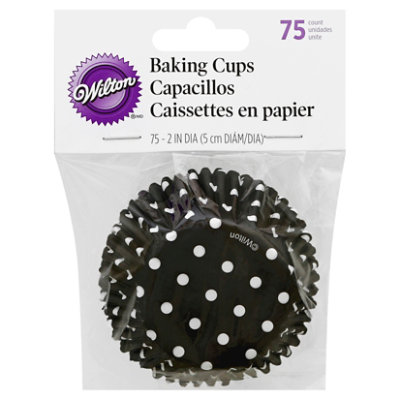 Wilton Baking Cup Black Dots - 75 CT - Image 1