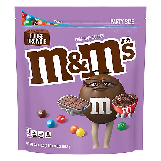 M&MS Fudge Brownie Chocolate Candy Party Size - 34 Oz