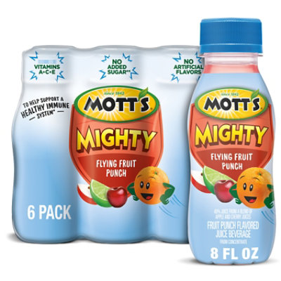 Mott's Mighty Flying Fruit Punch Juice Drink Bottles - 6-8 Fl. Oz. - Image 1