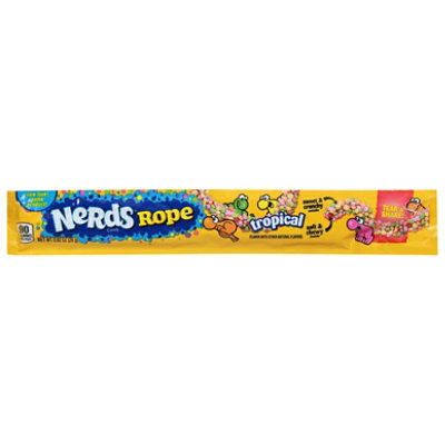 Tropical Nerds Rope: A gummy rope coated in tangy tropical flavor nuggets.