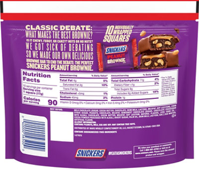 Snickers Peanut Brownie Squares Fun Size Chocolate Candy Bars - 6.61 Oz - Image 6