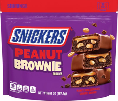 Snickers Peanut Brownie Squares Fun Size Chocolate Candy Bars - 6.61 Oz - Image 2