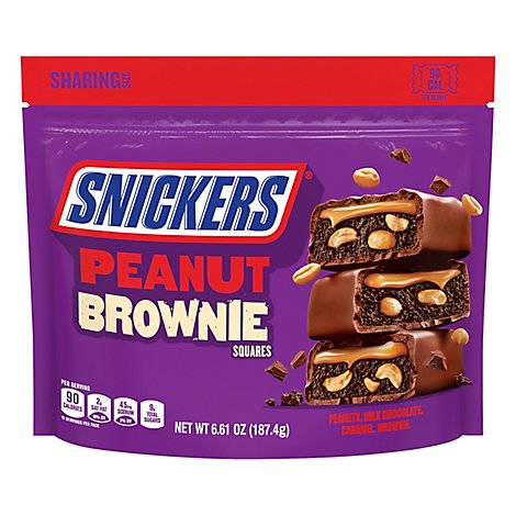 Snickers Peanut Brownie Squares Fun Size Chocolate Candy Bars - 6.61 Oz