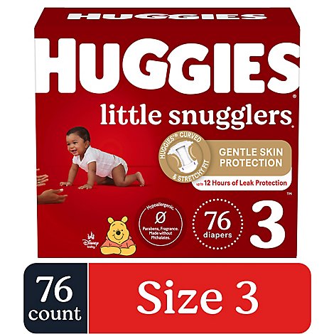 Huggies Little Snugglers Size 3 Baby Diapers - 76 Count