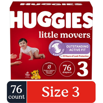 Huggies Little Movers Baby Diapers Size 3 (16-28 lbs) - 76 Count