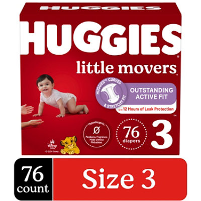 Huggies Little Movers Baby Diapers Size 3 (16-28 lbs) - 76 Count - Image 1