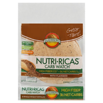 Guerrero Nutri-ricas Carb Watch Whole Wheat Tortillas 8 Count - 9.33 OZ - Image 3