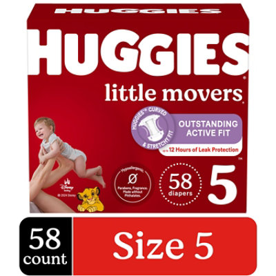 Huggies Little Movers Baby Diapers Size 5 (27+ lbs) - 58 Count