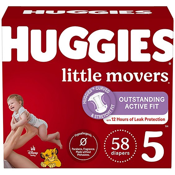 Huggies Little Movers Size 5 Baby Diapers - 58 Count