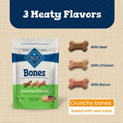 Blue Buffalo Bones Small Natural Dog Assorted Flavors Crunchy Dog Biscuits Bag - 16 Oz - Image 3