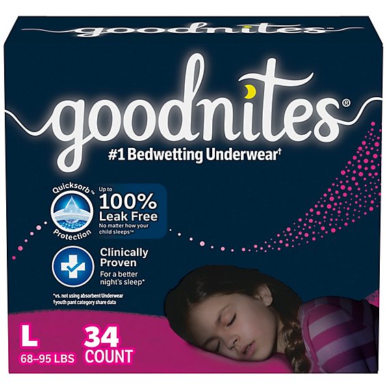 Goodnites Nighttime Bedwetting Underwear for Girls- 34 Count