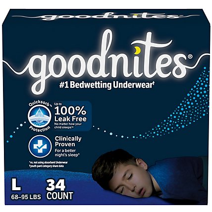 Goodnites Nighttime Bedwetting Underwear for Boys - 34 Count - Image 1