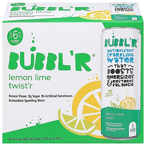 BUBBL'R Antioxidant Sparkling Water Lemon Lime Twist'r - 6-12 Fl Oz