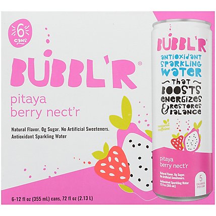 BUBBL'R Antioxidant Sparkling Water Pitaya Berry Nect'r - 6-12 Fl Oz - Image 3