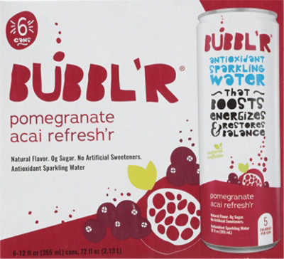 BUBBL'R Antioxidant Sparkling Water Pomegranate Acai Refresh'r - 6-12 Fl Oz - Image 6