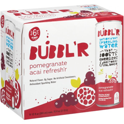 BUBBL'R Antioxidant Sparkling Water Pomegranate Acai Refresh'r - 6-12 Fl Oz - Image 2