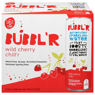 Bubbl'r Triple Berry Antioxidant Sparkling Water with a Boost of Caffeine,  12 fl oz Can 