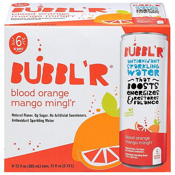 BUBBL'R Antioxidant Sparkling Water Blood Orange Mango Mingl'r - 6-12 Fl Oz