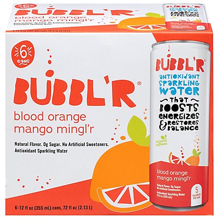 BUBBL'R Antioxidant Sparkling Water Blood Orange Mango Mingl'r - 6-12 Fl Oz - Image 1