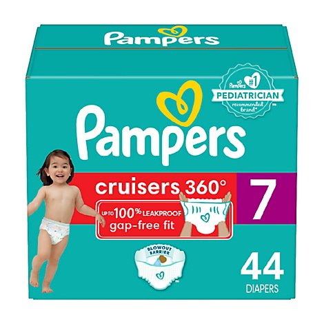 Pampers Cruisers Diapers 360 Degree Fit 41+ Lbs Size 7 Super Pack - 44 Count