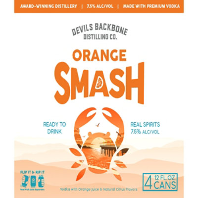 Devils Backbone Distilling Co. Orange Smash 7.5% In Cans - 4-12 Fl. Oz. - Image 1