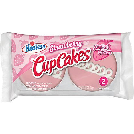 Hostess Limited Edition Strawberry Flavored Cup Cakes 2 Count - 3.17 Oz