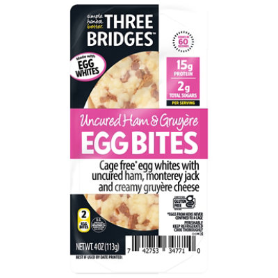 Three Bridges Ham & Gruyere Egg Bites Made With Egg Whites - 4 OZ