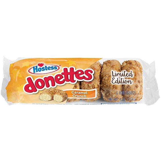 Hostess Caramel Crunch Donettes Donuts Single Serve 6 Count - 4 Oz