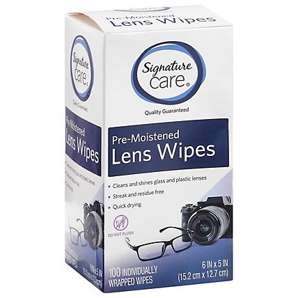 Signature Care Lens Wipes Pre Moistened - 100 CT - Image 1