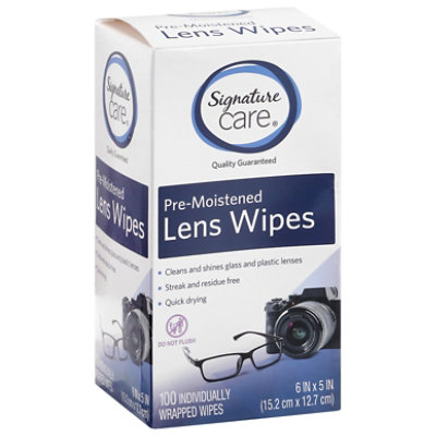 Signature Care Lens Wipes Pre Moistened - 100 CT