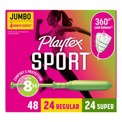 Playtex Sport Tampons Plastic Unscented Regular & Super Absorbency  Multipack - 50 Count - ACME Markets