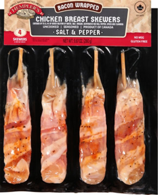 Hemplers Bacon Wrapped Chicken Breast Skewers Salt And Pepper - 9.87 OZ - Image 2