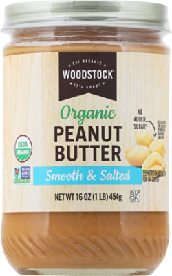 Woodstock Pntbtr Smooth Salted Organic - 16 OZ - Image 2