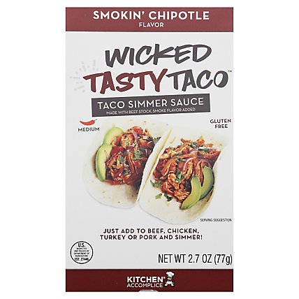 Wicked Tasty Taco Taco Simmer Sauce Smokin Chipotle Flavor Medium - 2.7 Oz - Image 3