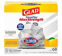 Glad Tall Kitchen Trash Bags Forceflex Plus W/clorox13 Gallon Lemon Fresh - 68 CT
