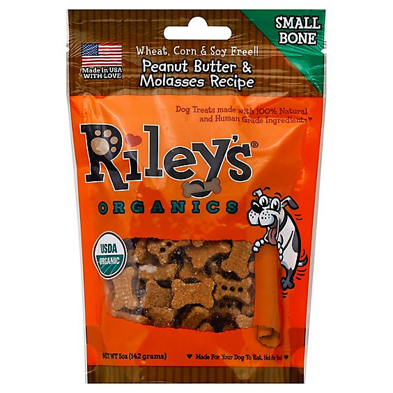 Rileys Dog Treats Pb Molsasses Small Bone At Least 95% Organic - 5 OZ