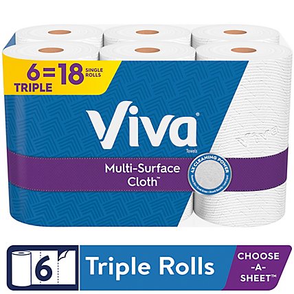Viva Multi-Surface Cloth Paper Towels Choose A Sheet Triple Rolls - 6 Roll - Image 2