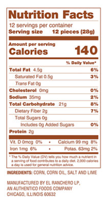 El Ranchero Restaurant Style Corn Tortilla Chips - 12 OZ - Image 2