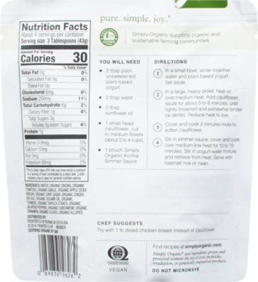 Simply Organic Korma Simmer Sauce - 6 OZ - Image 6