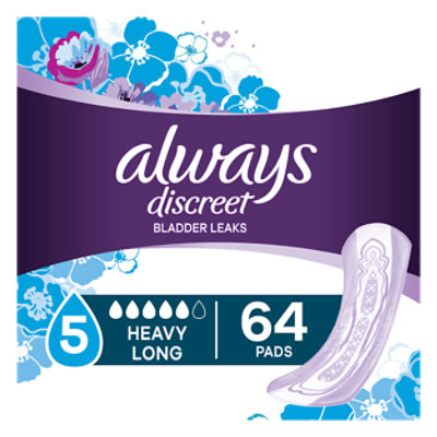 Always Discreet Pads Heavy Absorbency Long - 64 Count - Image 1