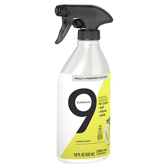 9 Elements All Purpose Cleaner Lemon Multi Surface Cleaning Vinegar Spray - 18 Oz