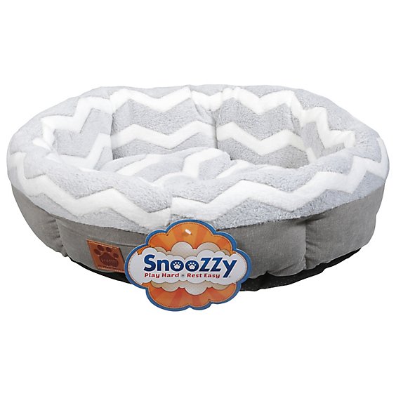 Petmate Snozzy Round Shearling Grey/White 21 Inch - Each