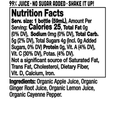 Vive Organic Ginger Boost Wellness Shot Fresh Pressed Ginger Shot - 2 Fl. Oz. - Image 4