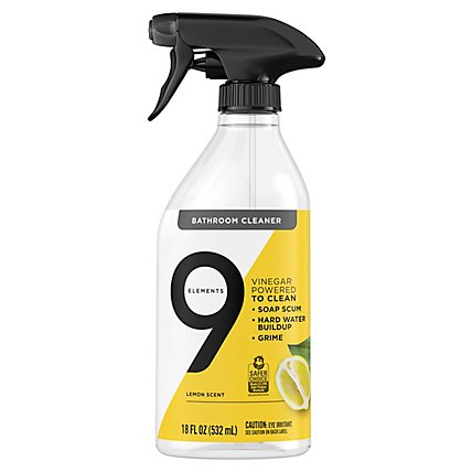 9 Elements Bathroom Cleaner Lemon Multi Surface Shower Tub & Tile Cleaning Vinegar Spray - 18 Oz - Image 1