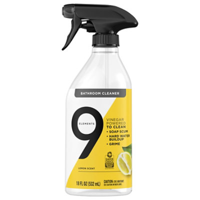9 Elements Bathroom Cleaner Lemon Multi Surface Shower Tub & Tile Cleaning Vinegar Spray 18 Oz