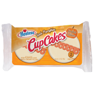 Hostess Iced Pumpkin Flavored CupCakes Single Serve 2 Count - 3.17 Oz