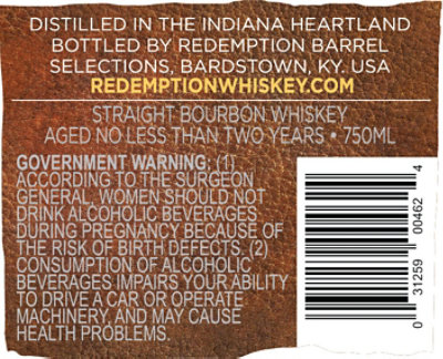 Redemption Bourbon Bottle - 750 ML - Image 4
