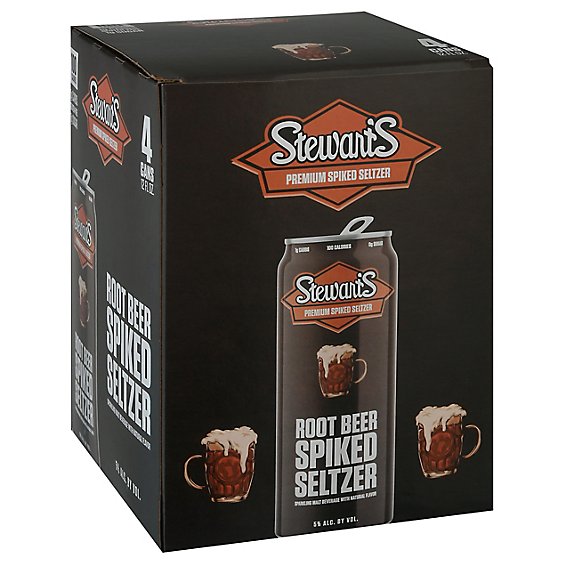 Stewarts Spiked Seltzer Root Beer Pack In Cans - 4-12 Fl. Oz.