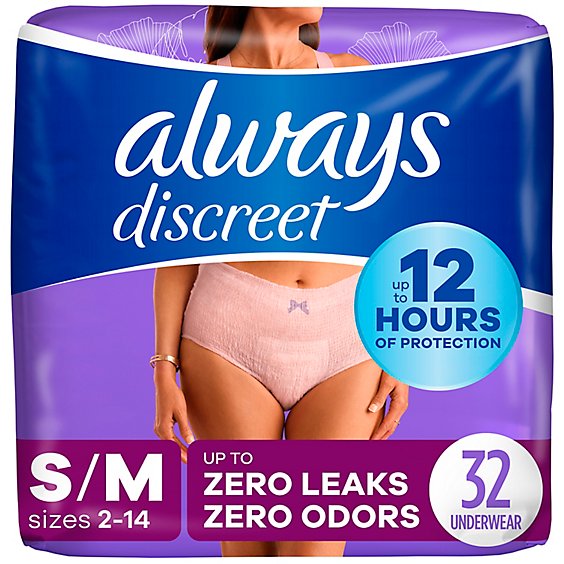 Always Discreet Incontinence Underwear for Women Maximum Absorbency S/M - 32 Count